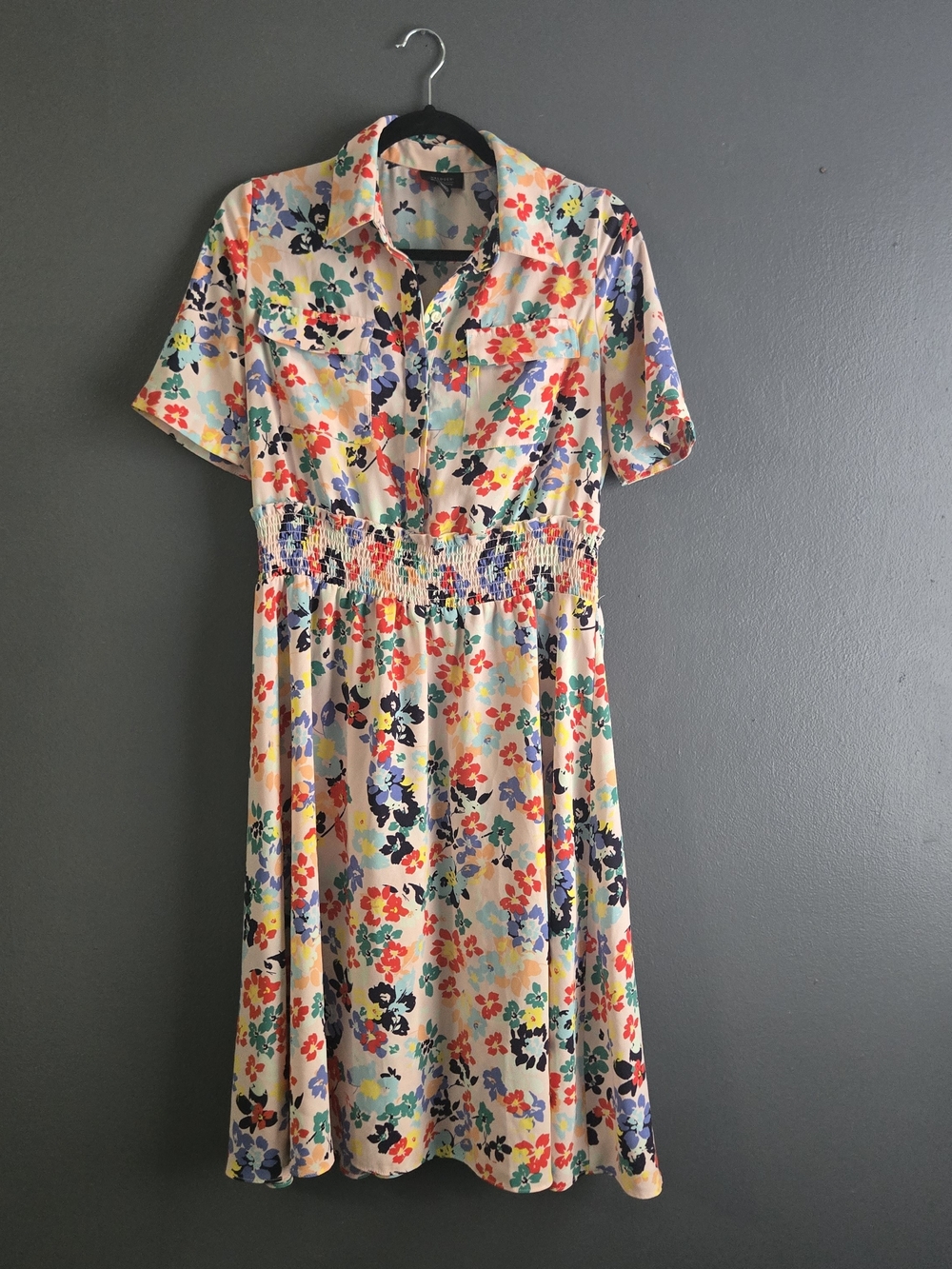 Halogen × Atlantic Pacific Colorful Floral Smocked Utility Dress Medium